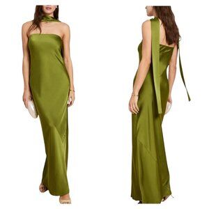 O.P.T. Clover Green Marice Strapless Satin Gown XS NWT